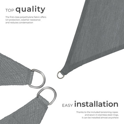 Shade Sail - triangular with UV protection 50+, water-repellent, grey - 4 x 4 x 4 m