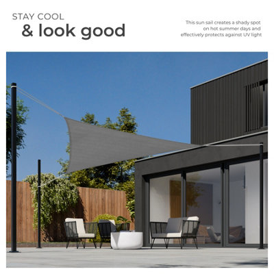 Shade Sail - triangular with UV protection 50+, water-repellent, grey - 4 x 4 x 4 m