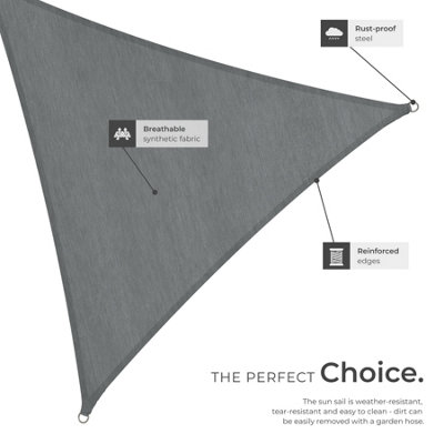 Shade Sail - triangular with UV protection 50+, water-repellent, grey - 4 x 4 x 4 m
