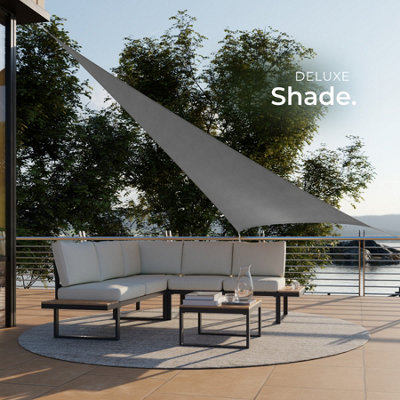 Shade Sail - triangular with UV protection 50+, water-repellent, grey - 4 x 4 x 4 m