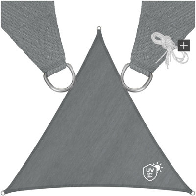 Shade Sail - triangular with UV protection 50+, water-repellent, grey - 5 x 5 x 5 m
