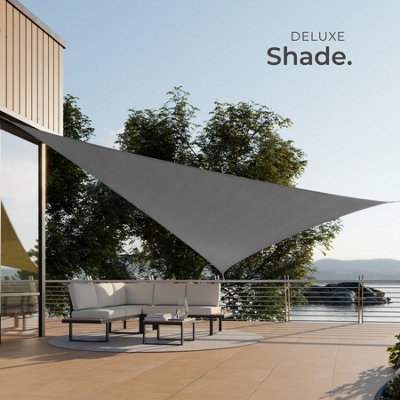 Shade Sail - triangular with UV protection 50+, water-repellent, grey - 5 x 5 x 5 m