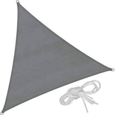 Shade Sail - triangular with UV protection 50+, water-repellent, grey - 600 x 600 x 600 cm