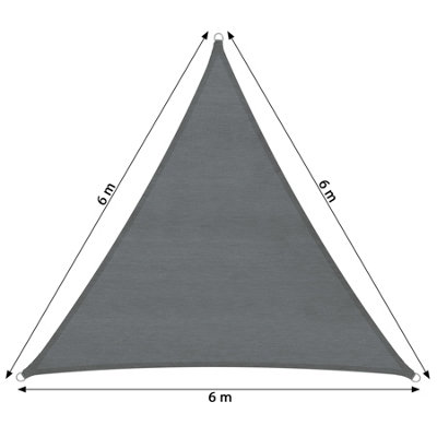 Shade Sail - triangular with UV protection 50+, water-repellent, grey - 600 x 600 x 600 cm