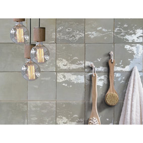 Shades Grey Rustic Hand-Made Distressed Look 132mm x 132mm Ceramic Wall Tiles (Pack of 57 w/ Coverage of 1m2)