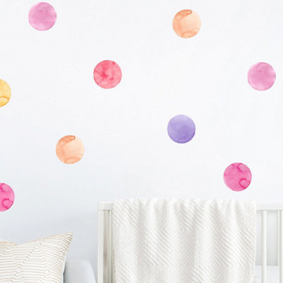 Shades of Pink Watercolour Dot Wall Stickers