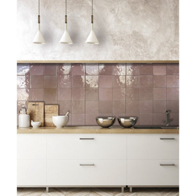 Shades Rose Rustic Hand-Made Distressed Look 132mm x 132mm Ceramic Wall Tiles (Pack of 57 w/ Coverage of 1m2)