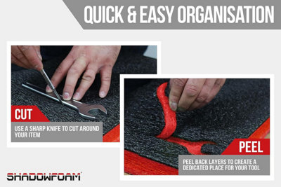 Shadow Foam Insert Pack Compatible With Toughbuilt® Stacktech 3 XL Drawer | Cut And Peel Foam For Toolbox Organisation, Kaizen, 5S (Yellow, 50mm