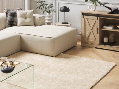 Shaggy Area Rug 140 x 200 cm Sand Beige DEMRE