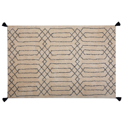 Shaggy Area Rug 160 x 230 cm Beige and Black MALTEPE