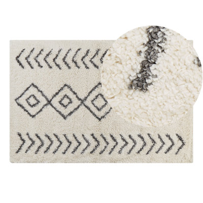 Shaggy Area Rug 160 x 230 cm White and Grey AYRUM