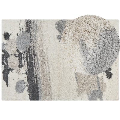 Shaggy Area Rug 160 x 230 cm White and Grey GORIS DIY at B&Q