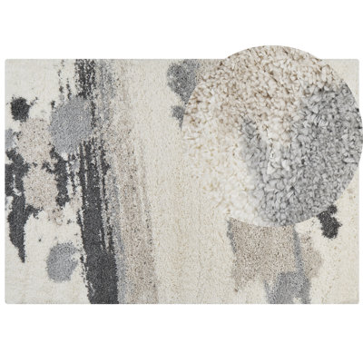 Shaggy Area Rug 160 x 230 cm White and Grey GORIS