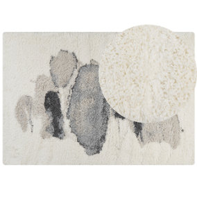 Shaggy Area Rug 160 x 230 cm White and Grey MASIS