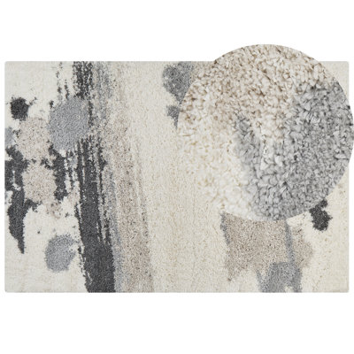 Shaggy Area Rug 200 x 300 cm White and Grey GORIS