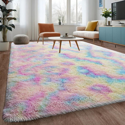 Shaggy Area Rugs Living Room Large 160x230 cm Rainbow for Bedroom ...