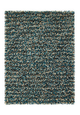 Shaggy Blue Wool Handmade Modern Shaggy Easy to Clean Abstract Rug For Dining Room Bedroom And Living Room-160cm X 230cm