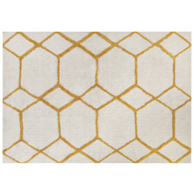 Shaggy Cotton Area Rug 160 x 230 cm Off-White and Yellow BEYLER