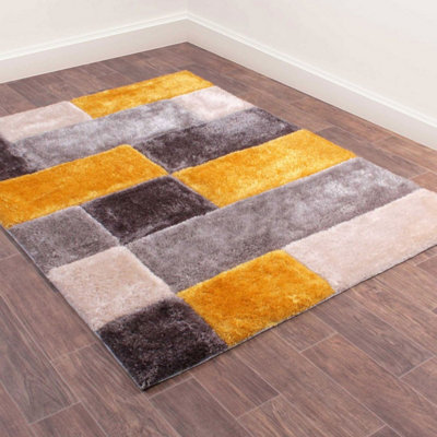 Shaggy Modern ,Sparkle Geometric Optical/ (3D) Rug Easy to clean Living Room and Bedroom-80cm X 150cm