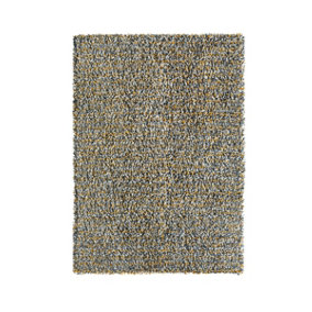Shaggy Ochre Wool Rug, Abstract Handmade Rug with 50mm Thickness, Luxurious Rug for Bedroom, & DiningRoom-120cm X 170cm