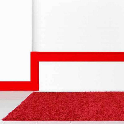 Shaggy Plain Red Modern Rug For Dining Room-110cm X 160cm