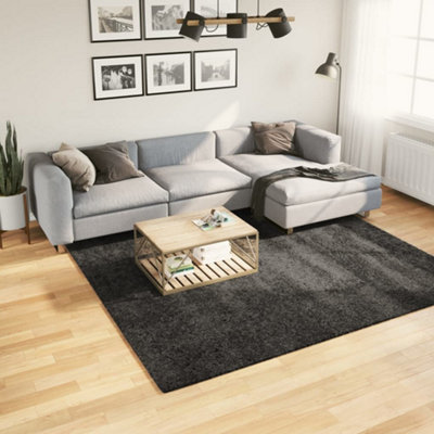 Shaggy Rug PAMPLONA High Pile Modern Anthracite 240x240 cm