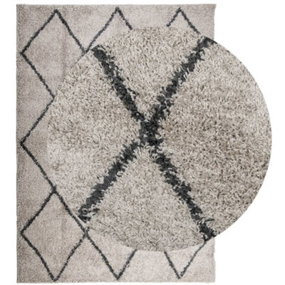 Shaggy Rug PAMPLONA High Pile Modern Beige and Anthracite 200x280 cm - 3
