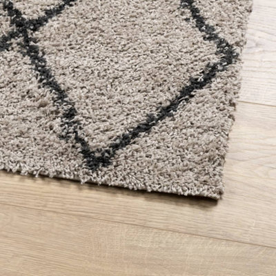 Shaggy Rug PAMPLONA High Pile Modern Beige and Anthracite 200x280 cm - 4