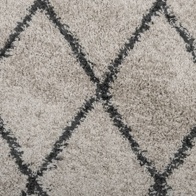 Shaggy Rug PAMPLONA High Pile Modern Beige and Anthracite 200x280 cm - 9