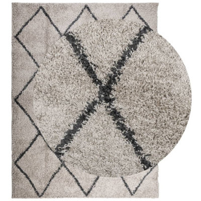 Shaggy Rug PAMPLONA High Pile Modern Beige and Anthracite 300x400 cm - 3