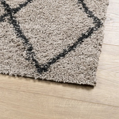 Shaggy Rug PAMPLONA High Pile Modern Beige and Anthracite 300x400 cm - 4