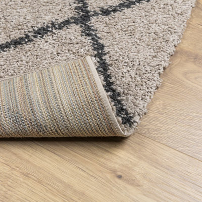 Shaggy Rug PAMPLONA High Pile Modern Beige and Anthracite 300x400 cm - 5