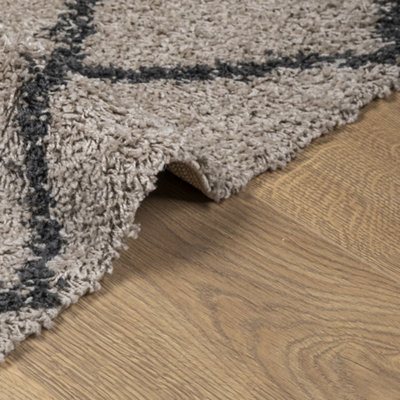 Shaggy Rug PAMPLONA High Pile Modern Beige and Anthracite 300x400 cm - 6