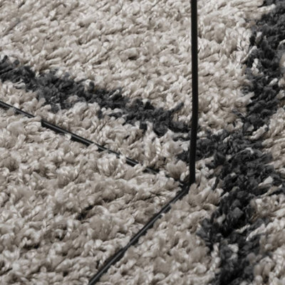 Shaggy Rug PAMPLONA High Pile Modern Beige and Anthracite 300x400 cm - 8