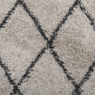 Shaggy Rug PAMPLONA High Pile Modern Beige and Anthracite 300x400 cm - 9