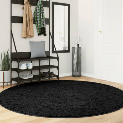 Shaggy Rug PAMPLONA High Pile Modern Black 200 cm