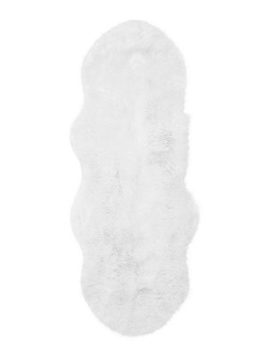 Shaggy Sheepskin Rug, Plain Anti-Shed Rug for Bedroom, & Living Room, 50mm Thick White Sheepskin Rug-70cm X 100cm (Single)