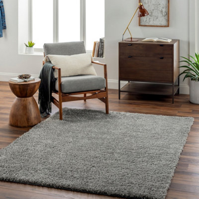 Shaggy Solid Color Plush Pile Dark Grey Soso Area Rug 120 x 180 cm ...