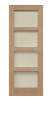 Shaker 4 Panel Oak Glazed Clr 1981 x 686mm