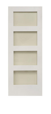 Shaker 4 Panel White Primed Glzd Door 1981 x 686mm