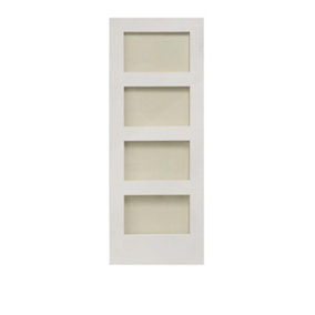 Shaker 4 Panel White Primed Glzd Door 1981 x 762mm