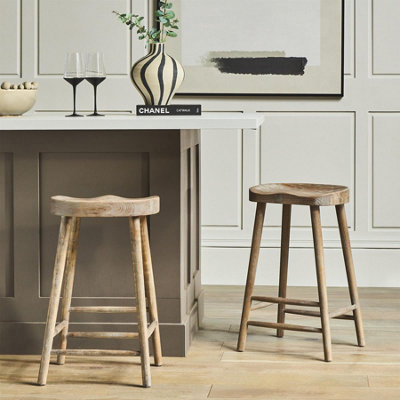 Shaker Bar Stool Natural Elm Seat 66cm Counter Height Elm Frame Farmhouse