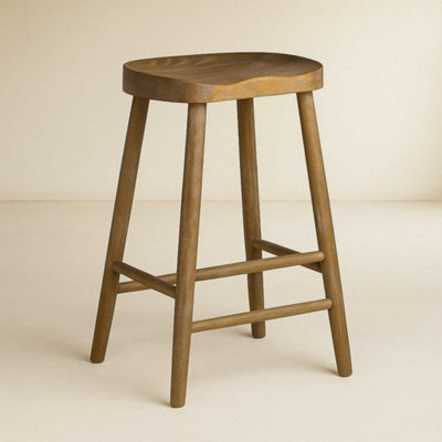 Shaker Bar Stool Natural Elm Seat 66cm Counter Height Elm Frame Farmhouse