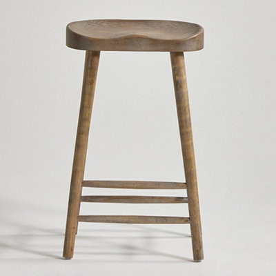 Shaker Bar Stool Natural Elm Seat 66cm Counter Height Elm Frame Farmhouse