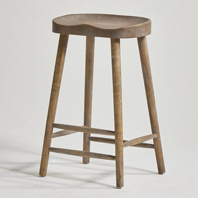 Shaker Bar Stool Natural Elm Seat 66cm Counter Height Elm Frame Farmhouse