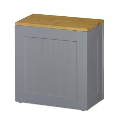 Shaker Slimline Wooden Bathroom Storage Unit - Grey with Bamboo Top Price Comparisons | Compare The Build