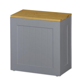 Shaker Slimline Wooden Bathroom Storage Unit - Grey with Bamboo Top
