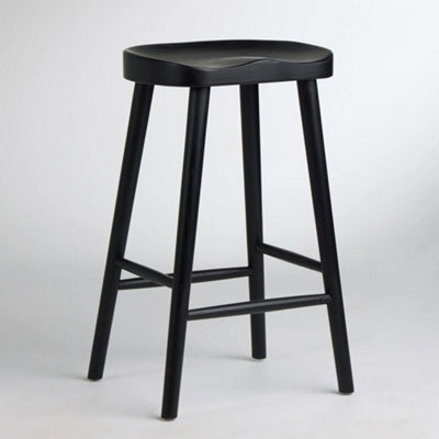 Shaker Stool Black Ash Counter 66cm Seat Height Solid Farmhouse Frame
