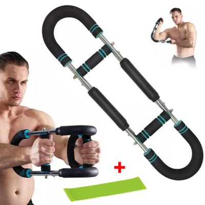 Shaker Twister Armtrainer, verstellbarer Fitness-Brustdehner und Armtrainer, tragbarer Power-Twister-Bar, Oberkörper-Krafttrainingsgeräte für Damen und Herren, formen Sie den perfekten Körper (blau