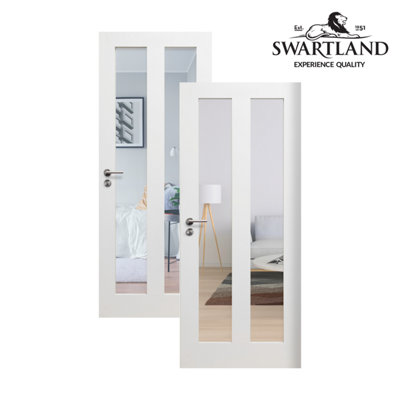 Shaker White Primed 2 Panel Glazed Internal Door 1981mm x 762mm